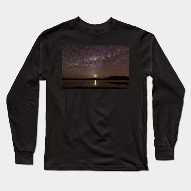 Milky Way Moonset Long Sleeve T-Shirt by krepsher